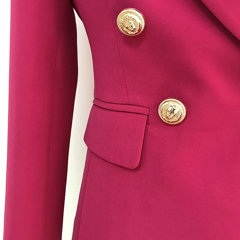 New 2019 winter women classic metal head buckle double breasted suit mei red
New 2019 winter women classic metal head buckle double breasted suit mei red