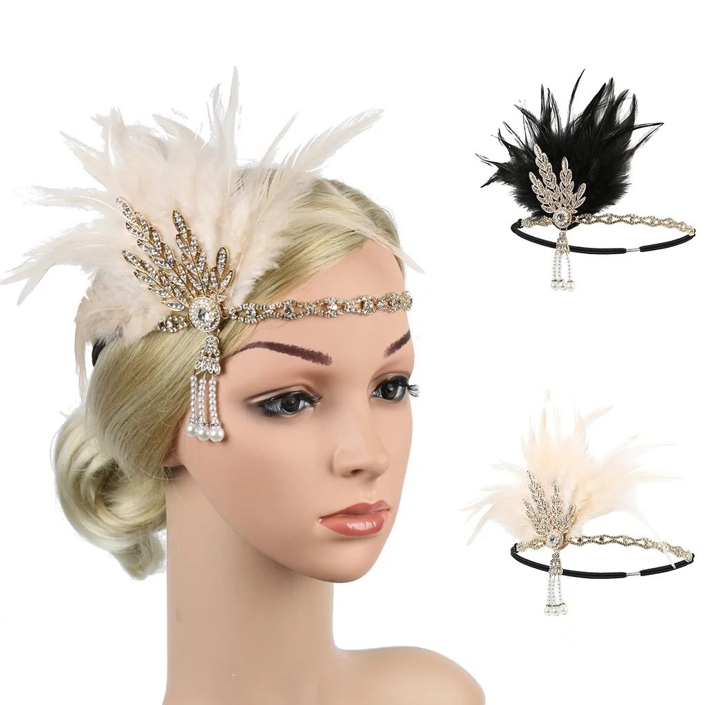 Fashion Feather Flapper Headband Women Elegant Hat Strap Flower Feather Wedding Party Hair Clip Girls Turban Headband Headpiece
Fashion Feather Flapper Headband Women Elegant Hat Strap Flower Feather Wedding Party Hair Clip Girls Turban Headband Headpiece