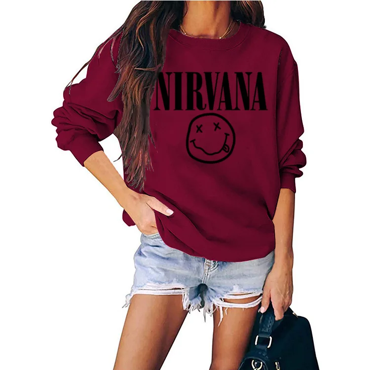 2021 New Autumn/Winter New Style Hot Sale NIRVANA Printed Round Neck Pullover Long Sleeve Sweater Women
2021 New Autumn/Winter New Style Hot Sale NIRVANA Printed Round Neck Pullover Long Sleeve Sweater Women