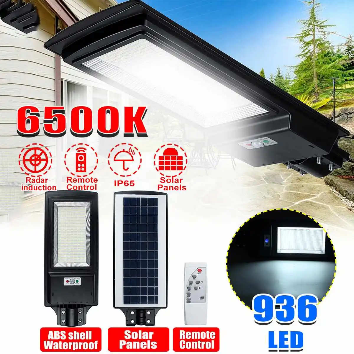 6500K 936 LED Solar Street Light Outdoor Waterproof Radar PIR Motion Sensor Remote Control Led Solar Light Garden Wall Lamp
6500K 936 LED Solar Street Light Outdoor Waterproof Radar PIR Motion Sensor Remote Control Led Solar Light Garden Wall Lamp