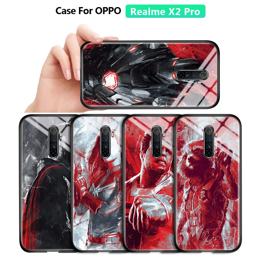 Роскошный чехол из закаленного стекла для Oppo Realme X2 Pro XT X50 5 5S 6 Reno Ace Marvel Superhero Captain Thor