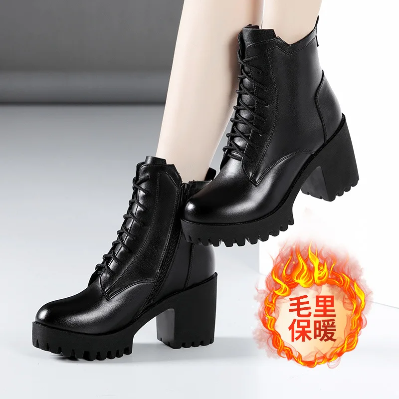 Size (32-43) High Heels Boots Black Genuine Leather Shoes 2021 Women Ankle Boots Thick Sole Platform Boots Ladies Fall Winter
Size (32-43) High Heels Boots Black Genuine Leather Shoes 2021 Women Ankle Boots Thick Sole Platform Boots Ladies Fall Winter