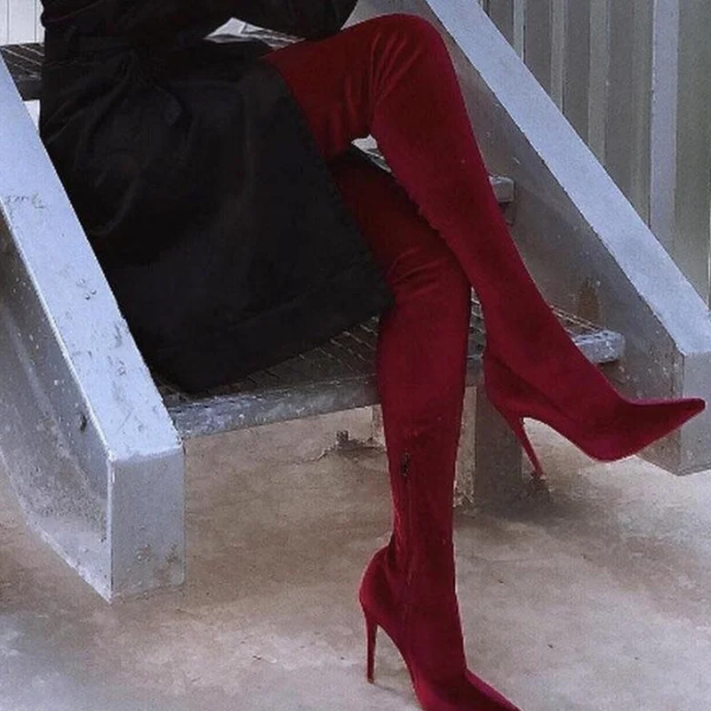 Fashion Women High Boots 2021 Sexy Pointed Toe Thin Heel Thigh High Long Boots Female Flock Elastic Green Over The Knee Boots
Fashion Women High Boots 2021 Sexy Pointed Toe Thin Heel Thigh High Long Boots Female Flock Elastic Green Over The Knee Boots