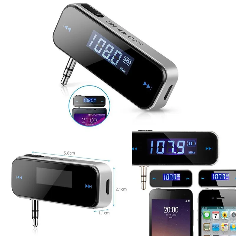 

1pcs Mini 3.5 Mm Wireless Car Radio Audio FM Transmitter HandsFree Modulator Transmissor LCD Displayer With Cable