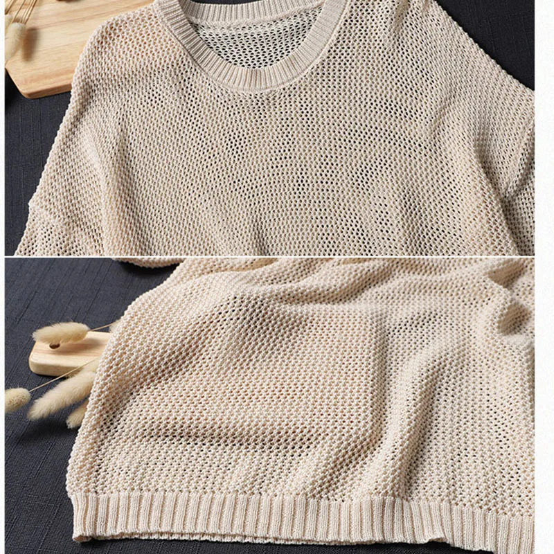 NINI WONDERLAND 2021 Summer New Round Neck Knit Thin Sweater Women Hollow Out Pullover Loose Tops Batwing Sleeve Vintage Sweater
NINI WONDERLAND 2021 Summer New Round Neck Knit Thin Sweater Women Hollow Out Pullover Loose Tops Batwing Sleeve Vintage Sweater