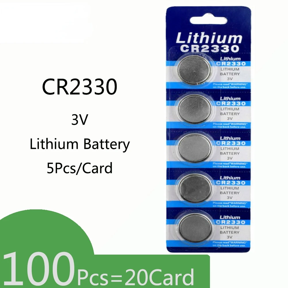 100pcs=20Card CR2330 Lithium 3V Button Battery BR2330 ECR2330 Cell Coin Batteries For Watch Electronic Toy Remote
100pcs=20Card CR2330 Lithium 3V Button Battery BR2330 ECR2330 Cell Coin Batteries For Watch Electronic Toy Remote
