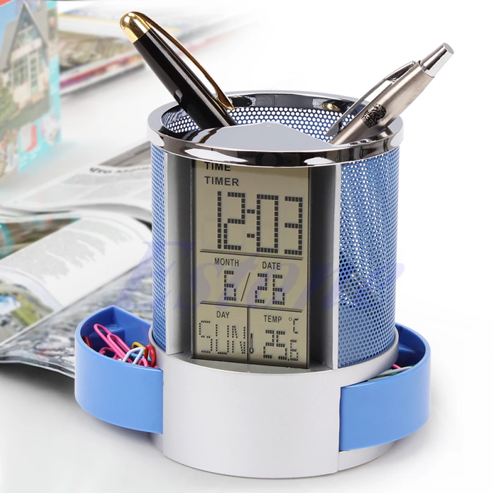 Digital LCD Desk ALarm Clock & Mesh Rulers Pen Pencil Holder Time Temp Calendar F2TA
Digital LCD Desk ALarm Clock & Mesh Rulers Pen Pencil Holder Time Temp Calendar F2TA
