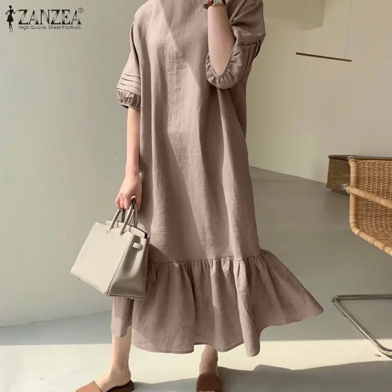 Модное женское платье ZANZEA с круглым вырезом и рукавом 3/4, элегантное однотонное свободное платье с подолом с рюшами, женское платье, вечерни...
Модное женское платье ZANZEA с круглым вырезом и рукавом 3/4, элегантное однотонное свободное платье с подолом с рюшами, женское платье, вечерни...