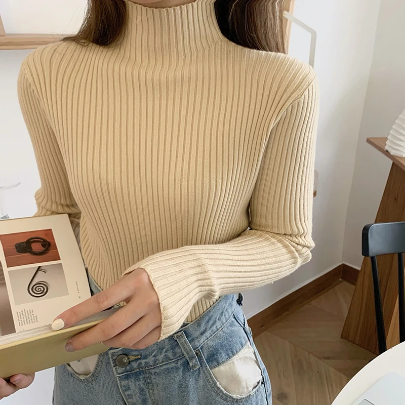 2021 chic Autumn winter Sweater Pullovers Women Long Sleeve casual turtleneck warm basic Sweater knit Jumpers top
2021 chic Autumn winter Sweater Pullovers Women Long Sleeve casual turtleneck warm basic Sweater knit Jumpers top