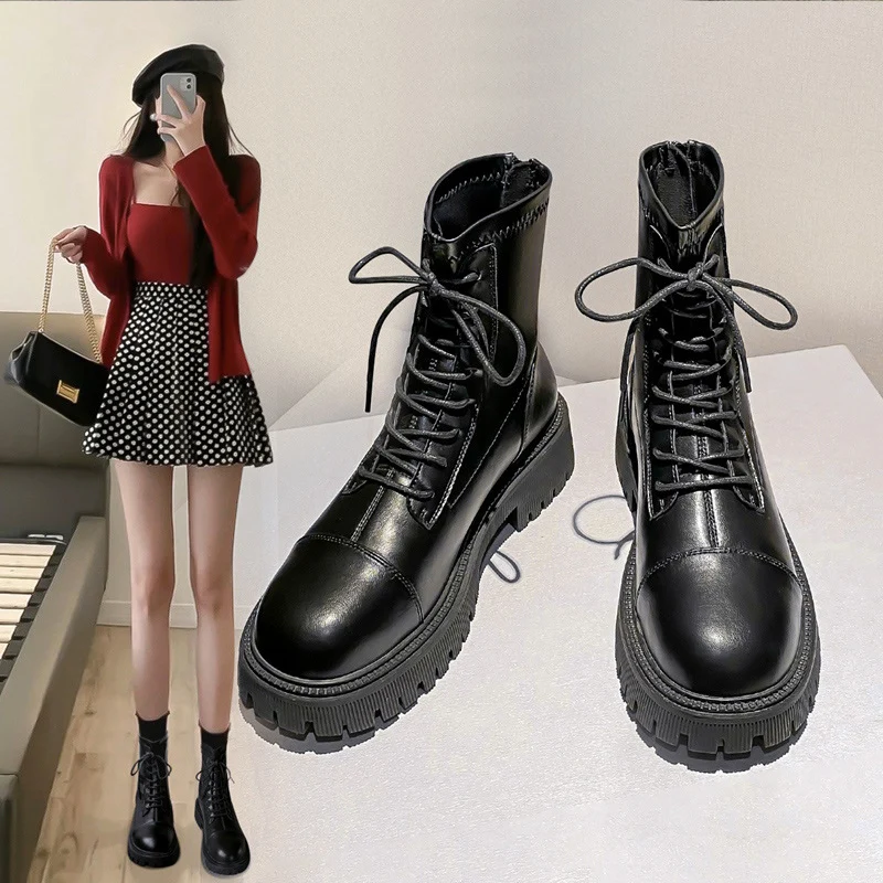 Fashion Women's Motorcycle Boots Retro Lace-up Plus Velvet Ankle Boots Winter Comfortable Round Toe Square Heel Women's Boots
Fashion Women's Motorcycle Boots Retro Lace-up Plus Velvet Ankle Boots Winter Comfortable Round Toe Square Heel Women's Boots