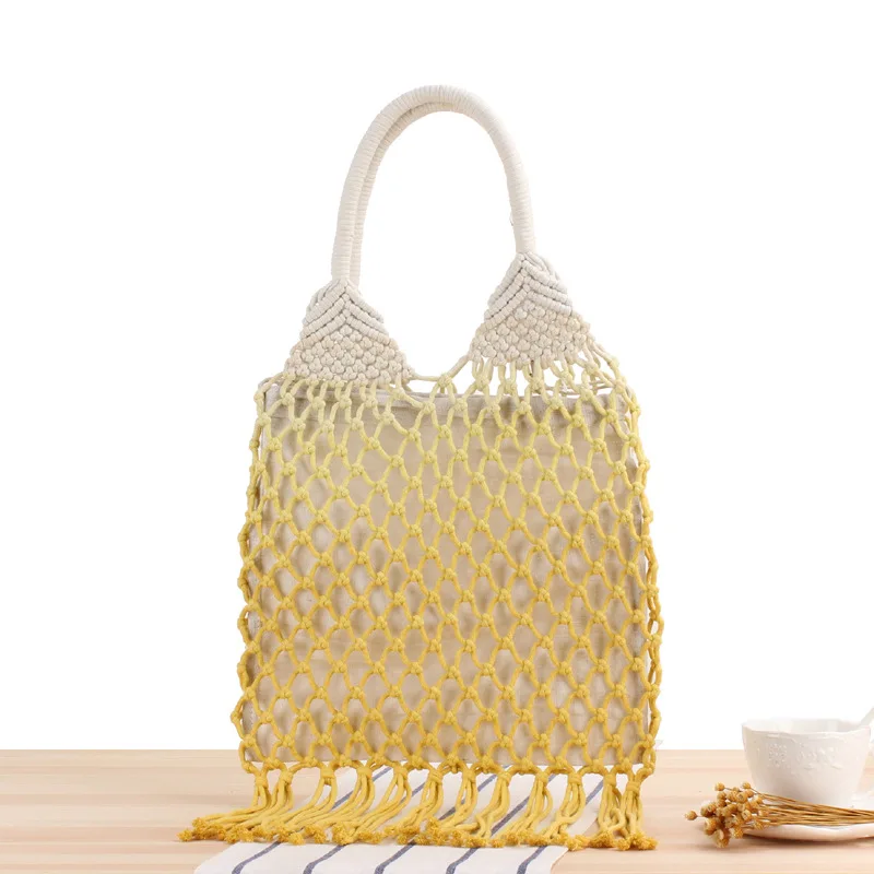 New Gradient One Shoulder Woven Bag Chaonvsen Straw Woven Bags Handmade Cotton Rope Net Bag Beach Bags
New Gradient One Shoulder Woven Bag Chaonvsen Straw Woven Bags Handmade Cotton Rope Net Bag Beach Bags