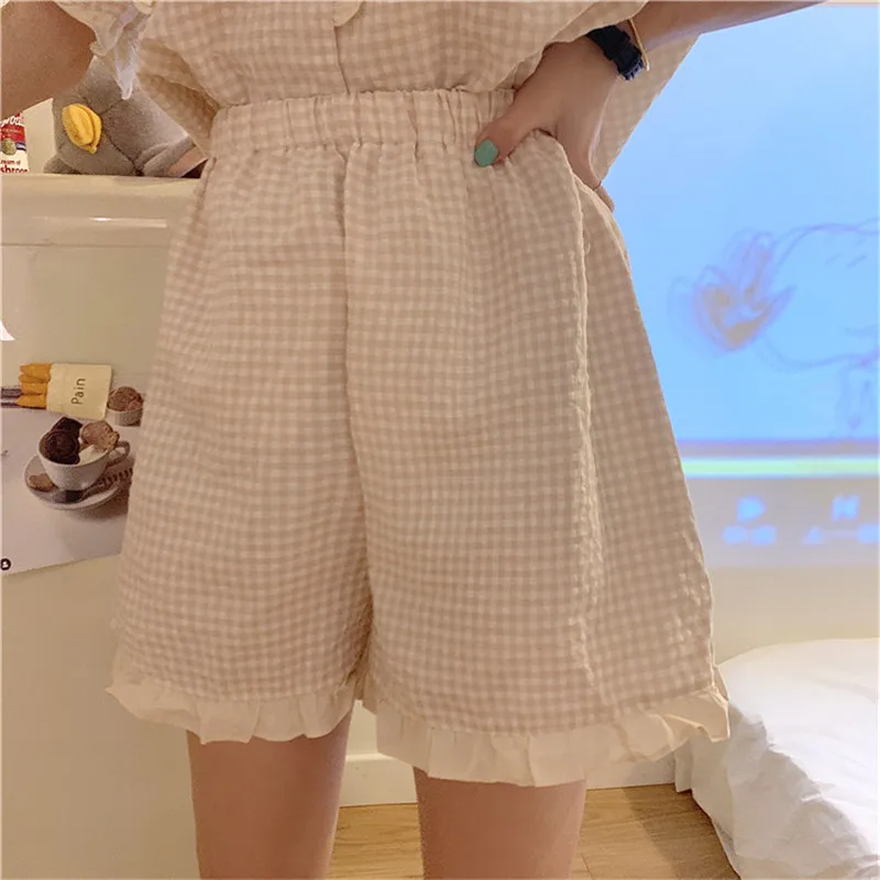 Women Pajamas 2020 New Sweet Pijama Mujer Plaid Two-piece Suit Summer Short Panst Suits Minimalist Loose Sleepwear
Women Pajamas 2020 New Sweet Pijama Mujer Plaid Two-piece Suit Summer Short Panst Suits Minimalist Loose Sleepwear