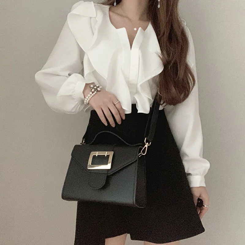 2021 Spring New Ruffle Blouse Shirt Causal V-neck Puff Long Sleeve Women Tops Korean Fashion Blusas Feminimos
2021 Spring New Ruffle Blouse Shirt Causal V-neck Puff Long Sleeve Women Tops Korean Fashion Blusas Feminimos