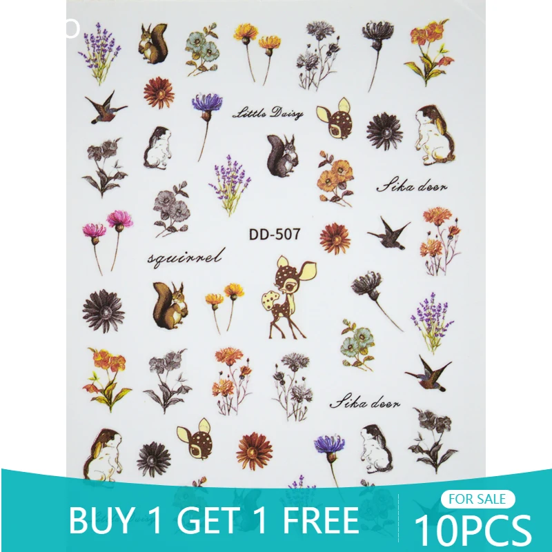 10PCS Flowers Adhesive Nail Art Applique Fawn Animal Nail Art Slider DIY Plant Nail Art Decoration Supplies Repair Tool
10PCS Flowers Adhesive Nail Art Applique Fawn Animal Nail Art Slider DIY Plant Nail Art Decoration Supplies Repair Tool