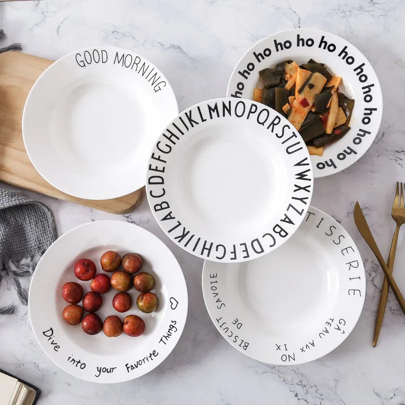 Nordic minimalist ceramic cutlery household dish fruit cake salad plate European tableware microwave oven heating
Nordic minimalist ceramic cutlery household dish fruit cake salad plate European tableware microwave oven heating