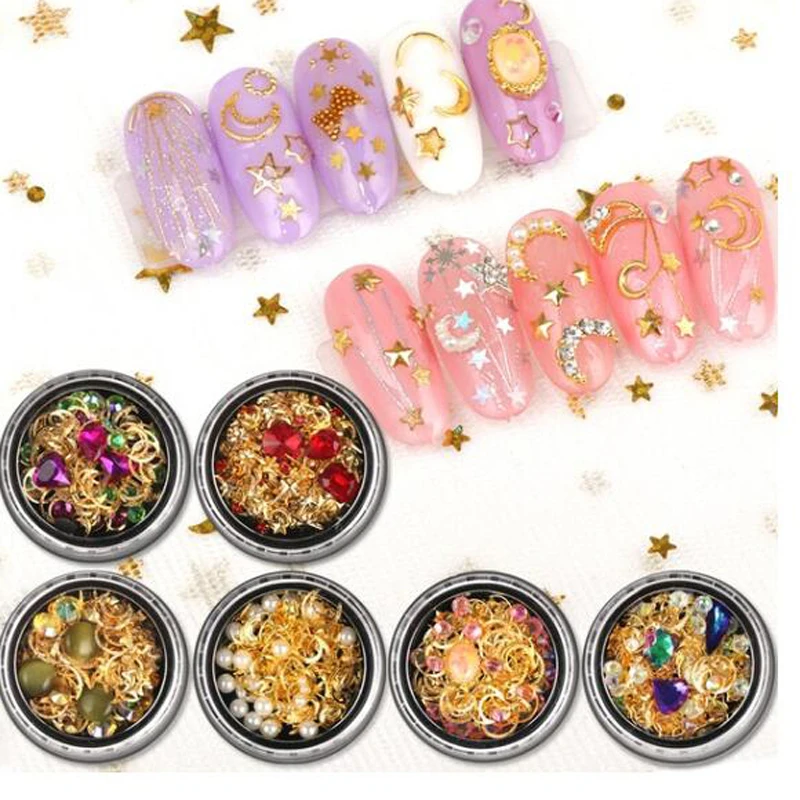 20g/Box Nail Stud Charm Mixed Star Moon 3D Alloy Charming Crystal Stone 9 Styles (JS01-14) Nail Tip Art Accessory Charm
20g/Box Nail Stud Charm Mixed Star Moon 3D Alloy Charming Crystal Stone 9 Styles (JS01-14) Nail Tip Art Accessory Charm