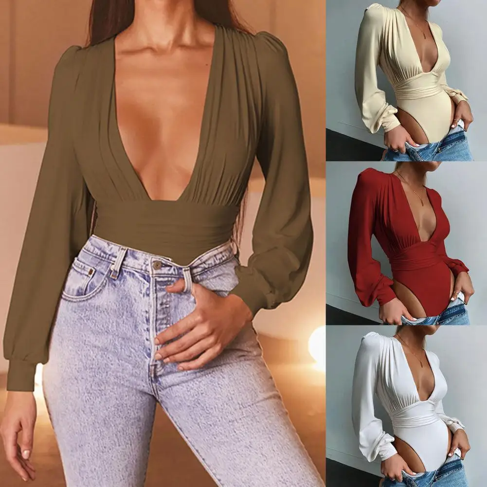 80% Hot Sales!!!Sexy Women Bodysuit Long Puff Sleeve Solid Color Deep V Neck Skinny Romper Jumpsuit for Party
80% Hot Sales!!!Sexy Women Bodysuit Long Puff Sleeve Solid Color Deep V Neck Skinny Romper Jumpsuit for Party
