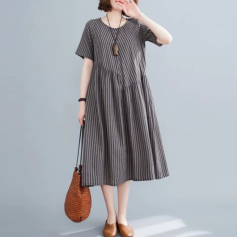 Plus Size Long Dress Women Summer Loose Casual Dresses New 2020 Vintage Striped Comfortable Cotton Female A-line Dresses P1236
Plus Size Long Dress Women Summer Loose Casual Dresses New 2020 Vintage Striped Comfortable Cotton Female A-line Dresses P1236