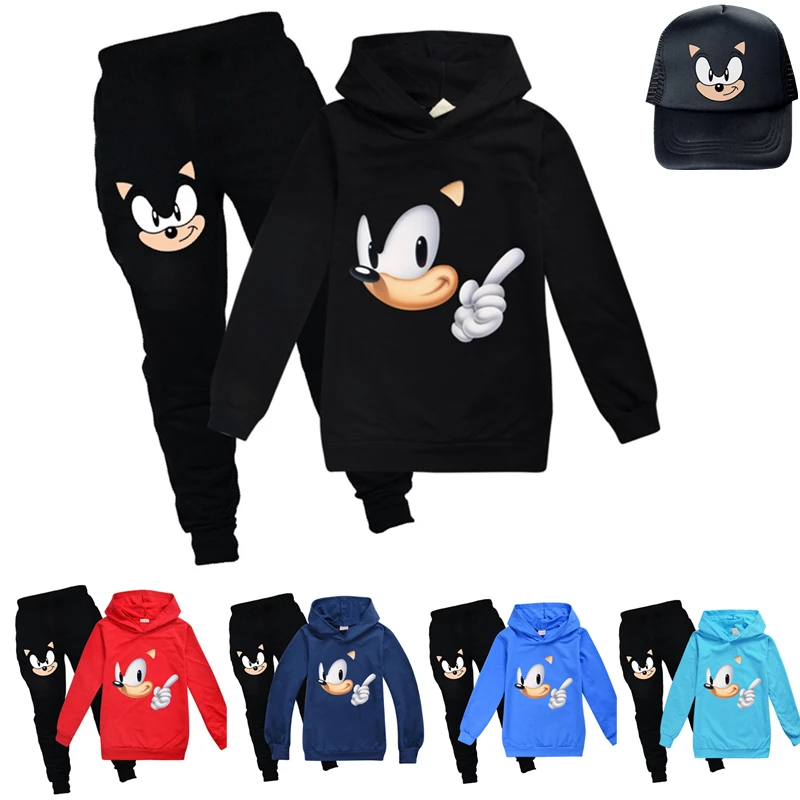 Cotton children's long-sleeved Hooded sweater + black trousers + baseball cap fashion trend sports and leisure children's Sets
Cotton children's long-sleeved Hooded sweater + black trousers + baseball cap fashion trend sports and leisure children's Sets