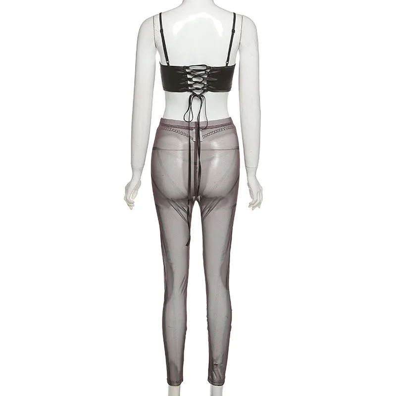 Sexy Backless Mesh See Through 3 Piece Set Midnight Skinny High Waist Leggings Bandage Crop Tops Black Female Outfit
Sexy Backless Mesh See Through 3 Piece Set Midnight Skinny High Waist Leggings Bandage Crop Tops Black Female Outfit