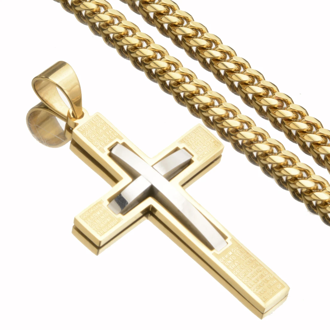 New Gold Silver Color Crucifix Cross Stainless Steel Pendants Necklaces Miami Long Chain Necklace for Men Jewelry Colar Collier
New Gold Silver Color Crucifix Cross Stainless Steel Pendants Necklaces Miami Long Chain Necklace for Men Jewelry Colar Collier