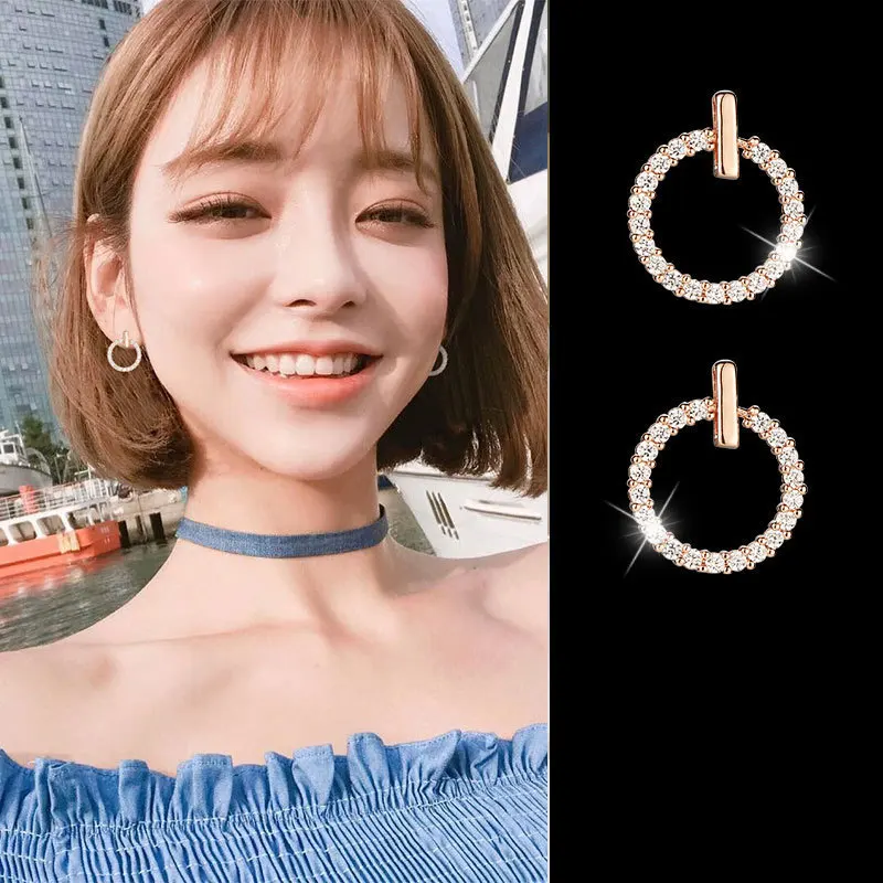 2021 New Korean Trendy Rhinestone Circle Earrings For Women Hollow Jewelry Accessories Girls Stud Earings Boucle D'oreille
2021 New Korean Trendy Rhinestone Circle Earrings For Women Hollow Jewelry Accessories Girls Stud Earings Boucle D'oreille