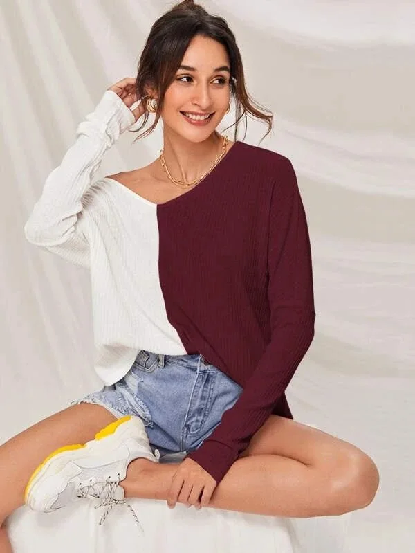 2020 autumn new contrast stitching v-neck casual t-shirt long sleeve jacket women
2020 autumn new contrast stitching v-neck casual t-shirt long sleeve jacket women