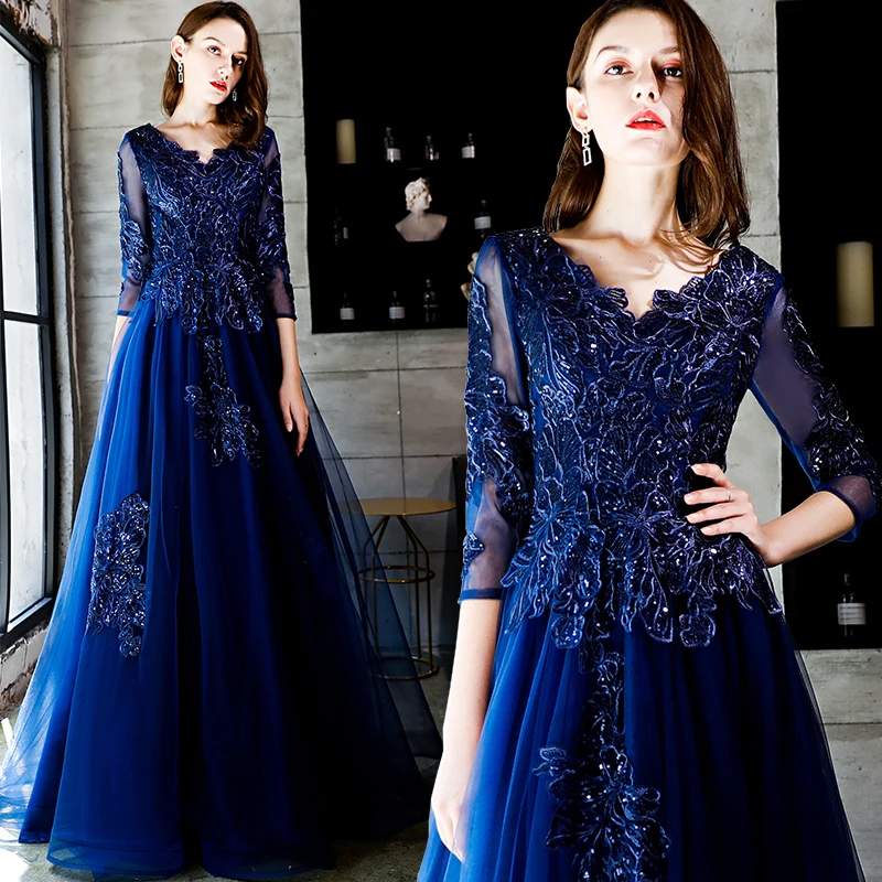 V Neck Long Sleeves A Line Evening Dress For Women Formal Prom Gown Elegant Banquets Custom Made Vestidos
V Neck Long Sleeves A Line Evening Dress For Women Formal Prom Gown Elegant Banquets Custom Made Vestidos