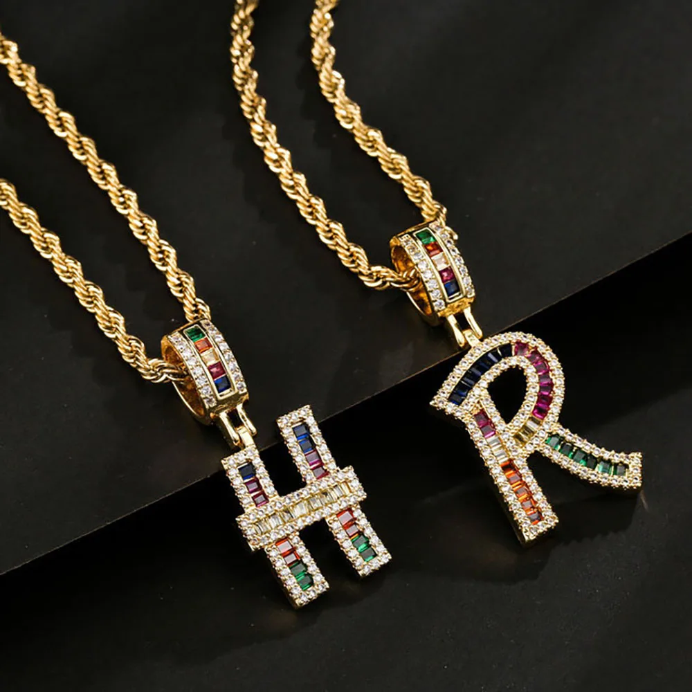 New Luxury Copper Zircon A-Z Alphabet Pendant Chain Necklace Punk Hip-Hop Style Fashion Woman Man Initial Name Jewelry
New Luxury Copper Zircon A-Z Alphabet Pendant Chain Necklace Punk Hip-Hop Style Fashion Woman Man Initial Name Jewelry