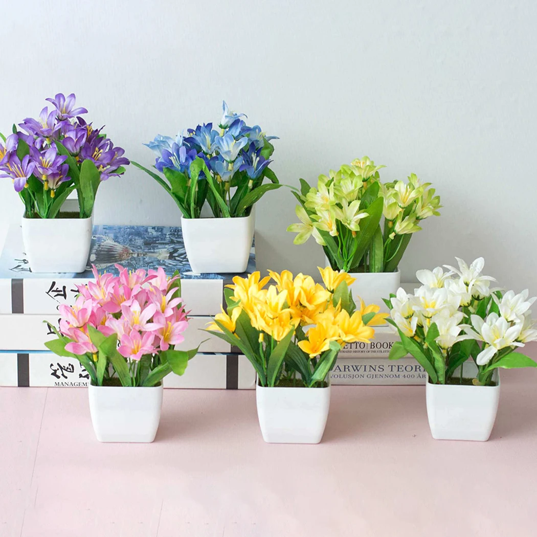 Artificial Lily Fake Flower Potted Plant Artificial Plants Green Grass Bonsai Home Room Office Cafe Wedding Party Decor Ornament
Artificial Lily Fake Flower Potted Plant Artificial Plants Green Grass Bonsai Home Room Office Cafe Wedding Party Decor Ornament