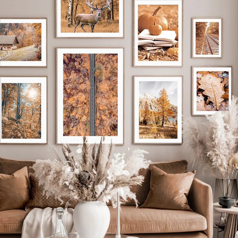 Autumn Pumpkin Deer Maple Leaf Mountain Pine Forest Road Village Wall Art Canvas Painting Posters Print Nordic Living Room Decor
Autumn Pumpkin Deer Maple Leaf Mountain Pine Forest Road Village Wall Art Canvas Painting Posters Print Nordic Living Room Decor