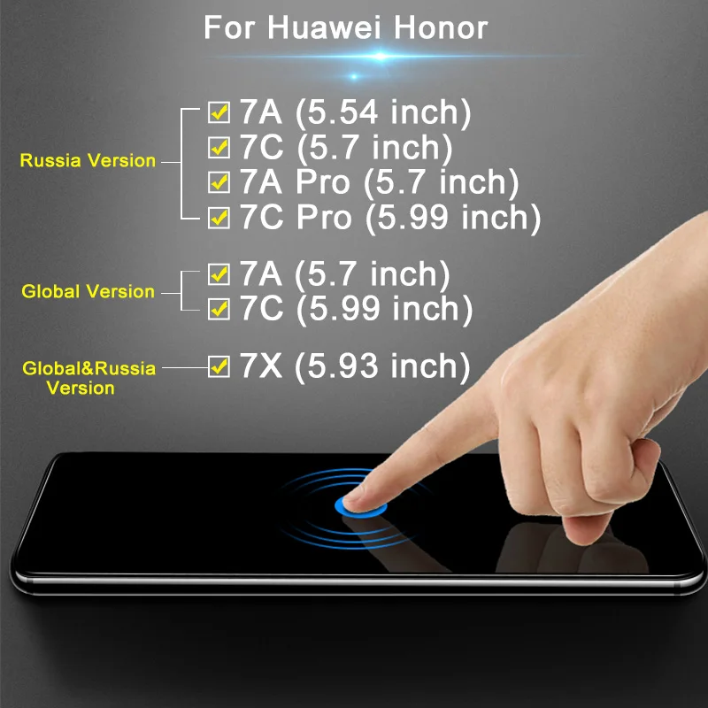 Protective Glass Honor 7c 7x 7a Pro Tempered Glas for Huawei Honor7x A7 C7 X7 7 A C X 7apro 7cpro Safety Protector Film | Мобильные