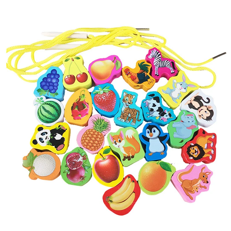 Wooden Toys Baby DIY Toy Cartoon Fruit Animal Stringing Threading Wooden beads Toy Monterssori Educational for Kids Toy Gift ZLL
Wooden Toys Baby DIY Toy Cartoon Fruit Animal Stringing Threading Wooden beads Toy Monterssori Educational for Kids Toy Gift ZLL