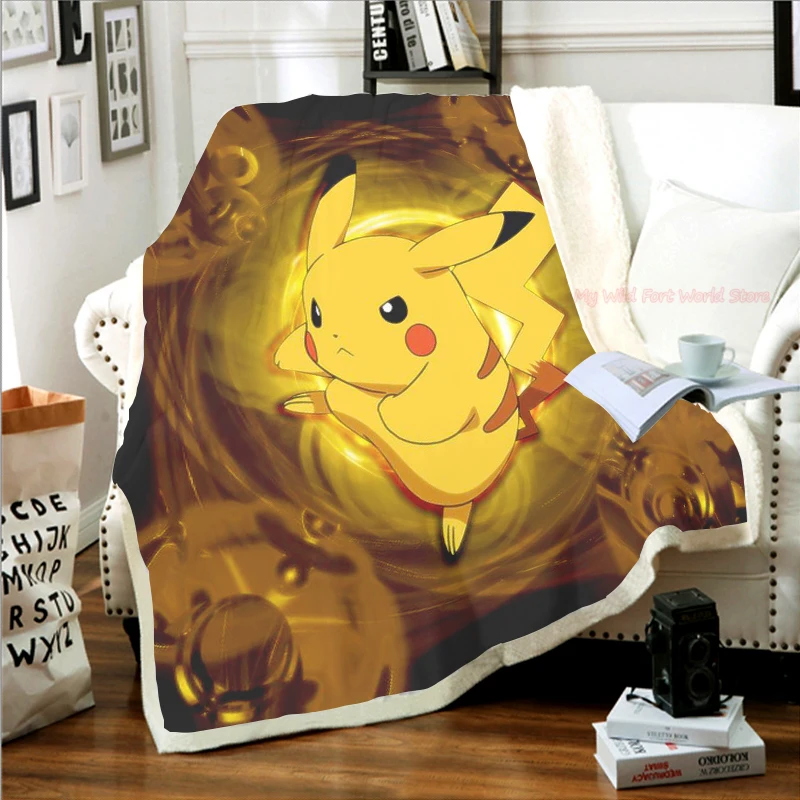 Мягкое теплое Флисовое одеяло Pokemon Pikachu зимнее покрывало легкое тонкое