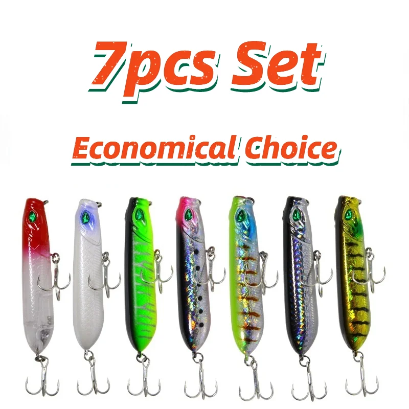 Economical 7pcs set New Pencil Top-water 8cm/12.5g & 10cm/18g Artificial Lure Long Casting All Water Spring Fishing Accessories
Economical 7pcs set New Pencil Top-water 8cm/12.5g & 10cm/18g Artificial Lure Long Casting All Water Spring Fishing Accessories