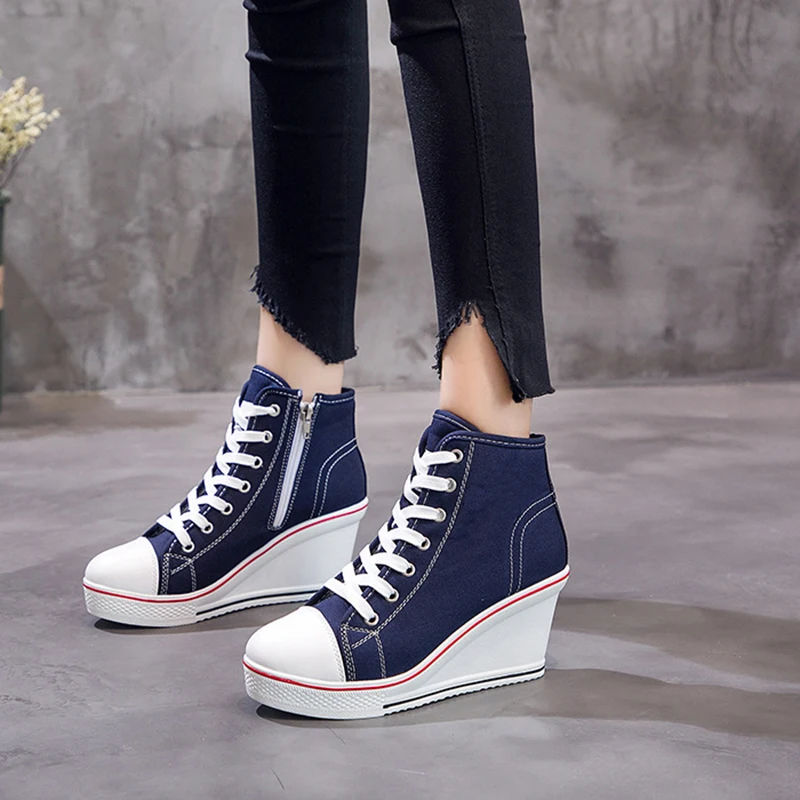Women Wedges Badge High Top Platform Shoes Woman RED Black Casual Trainers Elevator Shoe High Heels Canvas Shoes Eur 35-43
Women Wedges Badge High Top Platform Shoes Woman RED Black Casual Trainers Elevator Shoe High Heels Canvas Shoes Eur 35-43