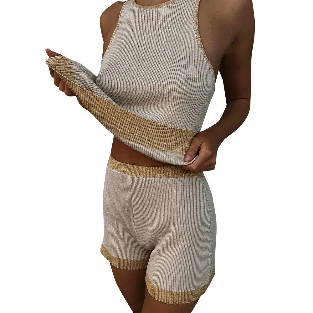 Comfy Knitted Lounge Wear Two Piece Set Women Summer Outfits Tank Top and Shorts Matching Sets 2021
Comfy Knitted Lounge Wear Two Piece Set Women Summer Outfits Tank Top and Shorts Matching Sets 2021