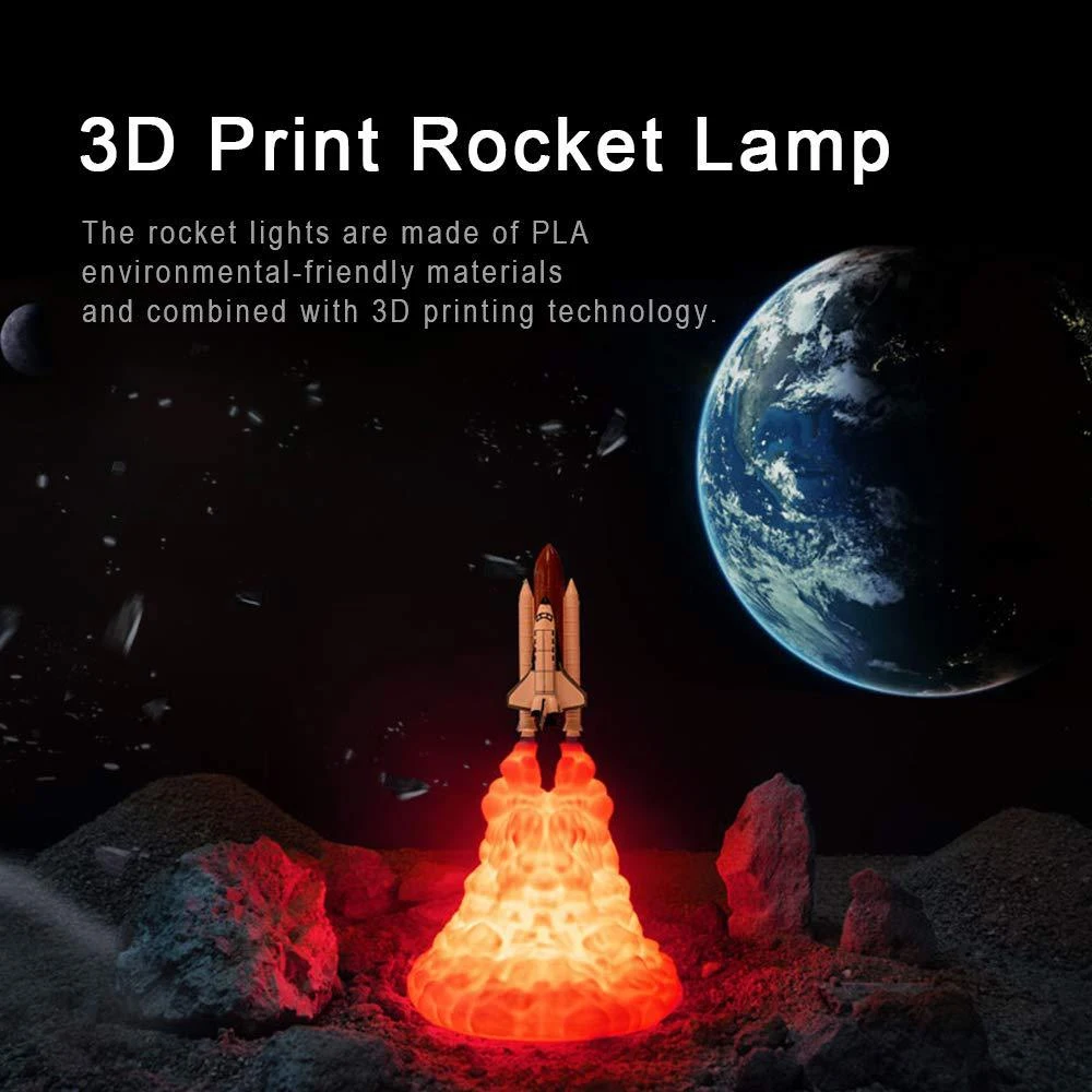 3D Print LED Night Light Space Shuttle Rocket Lamp For Space Lover Indoor Home Desk Table Moon Night Lamp Decoration
3D Print LED Night Light Space Shuttle Rocket Lamp For Space Lover Indoor Home Desk Table Moon Night Lamp Decoration