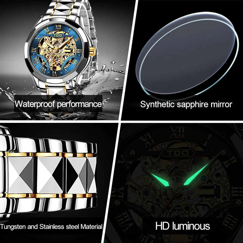 Men's Watch Automatic Mechanical wristwatch business Fashion waterproof with stainless steel watchband luminous hands male clock
Men's Watch Automatic Mechanical wristwatch business Fashion waterproof with stainless steel watchband luminous hands male clock