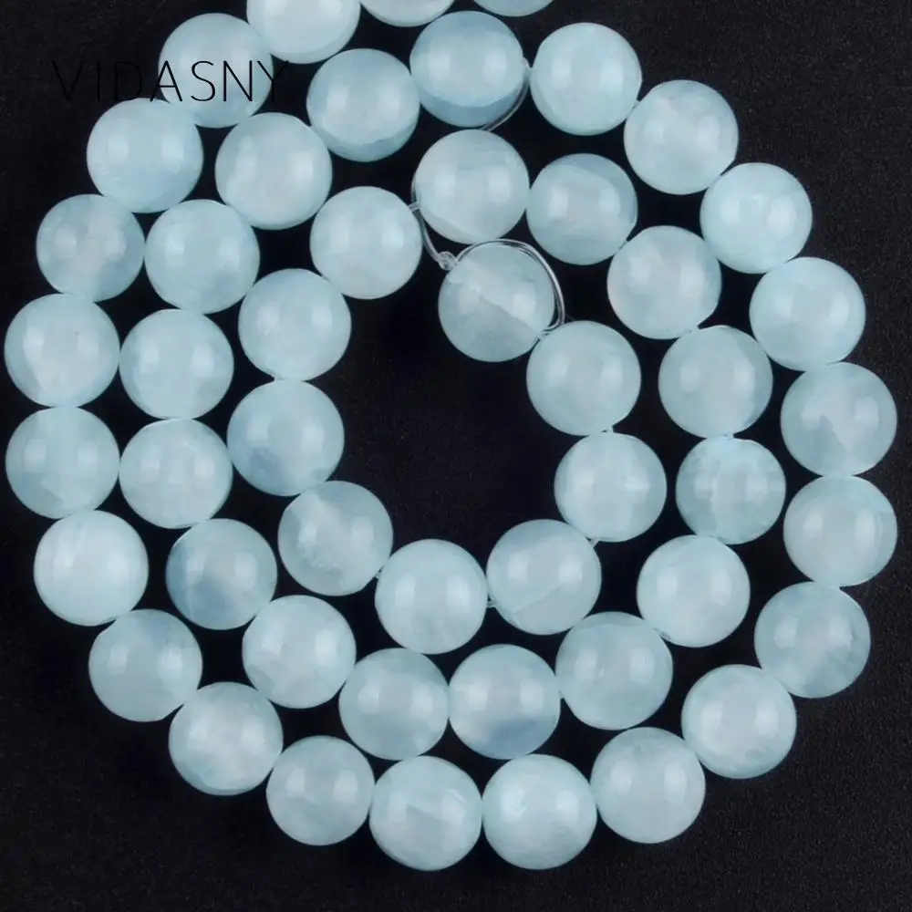 

Natural Mineral Stone Blue Jades Chalcedony Beads For Jewelry Making 4 6 8 10mm Round Loose Beads Diy Necklace Bracelet 15"