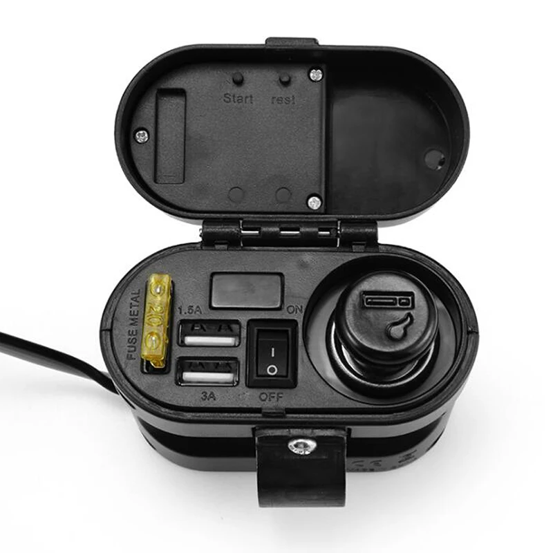 12/24V Motorcycle Cigarette Lighter Socket +Dual USB Charger Power Port +Switch
12/24V Motorcycle Cigarette Lighter Socket +Dual USB Charger Power Port +Switch