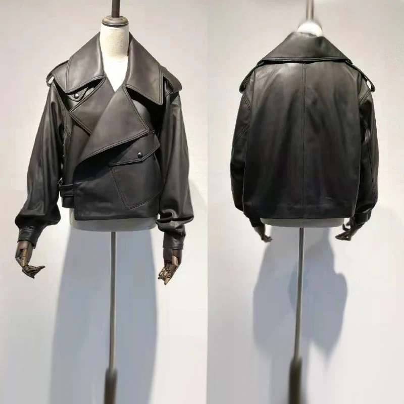 Aelegantmis Black Short Loose Pu Leather Jacket Autumn Winter Soft Faux Leather Jacket Street Casual Outwear Ladies Biker Jacket
Aelegantmis Black Short Loose Pu Leather Jacket Autumn Winter Soft Faux Leather Jacket Street Casual Outwear Ladies Biker Jacket