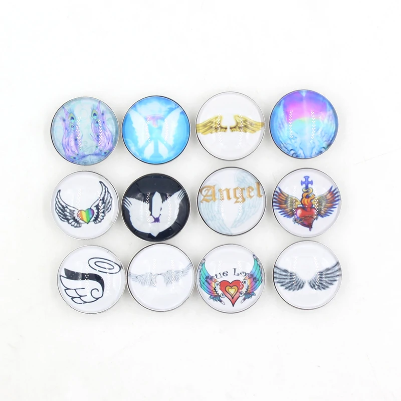 24pcs Interchangeable 18mm Snap Jewelry Cabochon Printed Glass Button Angel Wings Button Fit Snap Bracelet Necklace Earring Ring 
24pcs Interchangeable 18mm Snap Jewelry Cabochon Printed Glass Button Angel Wings Button Fit Snap Bracelet Necklace Earring Ring
