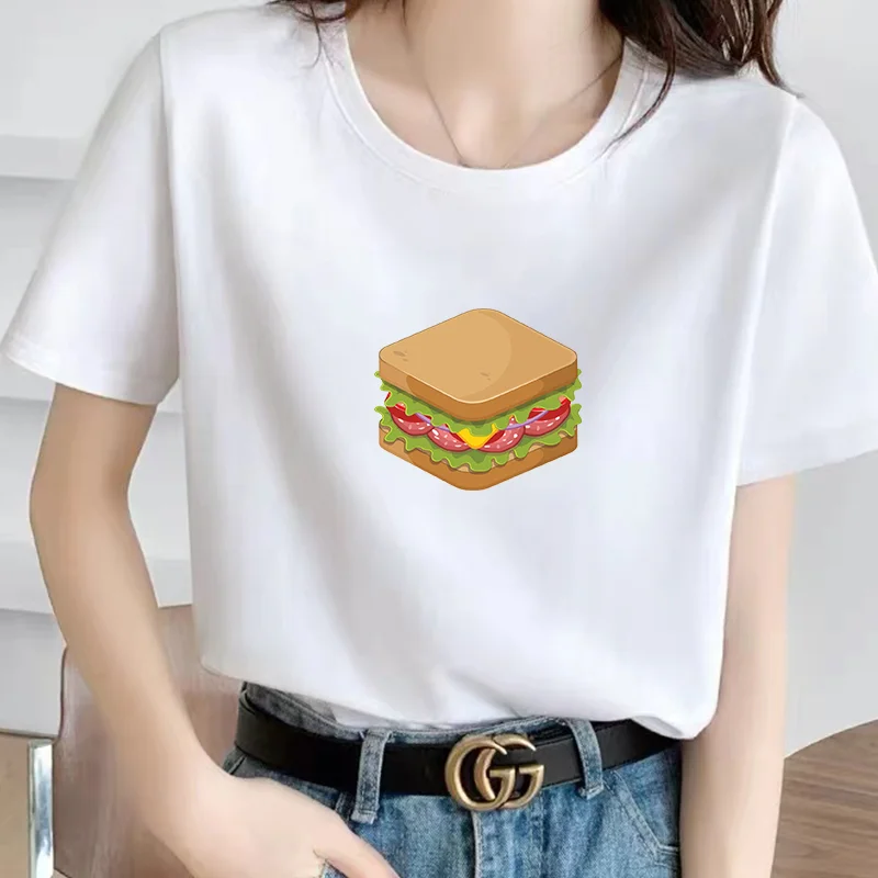 Womens 90s Top Casual Fashion T-shirt Sandwich Print Short Sleeve Kawaii T-shirt Ladies Round Neck Female Tee Tshirt
Womens 90s Top Casual Fashion T-shirt Sandwich Print Short Sleeve Kawaii T-shirt Ladies Round Neck Female Tee Tshirt