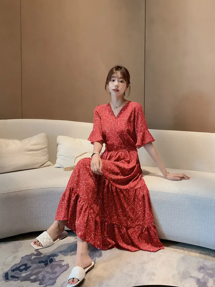 NIJIUDING 2020 summer ladies dress print dress waist slimming cover belly big swing long skirt floral elegant dress Vestidos
NIJIUDING 2020 summer ladies dress print dress waist slimming cover belly big swing long skirt floral elegant dress Vestidos