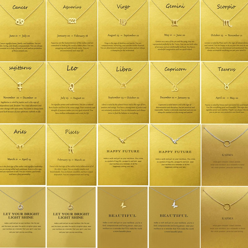 Cardboard Star 12 Horoscope Necklaces Zodiac Sign Gold Silver Color Pendant Necklace Jewelry Birthday Kids Girl Gift
Cardboard Star 12 Horoscope Necklaces Zodiac Sign Gold Silver Color Pendant Necklace Jewelry Birthday Kids Girl Gift