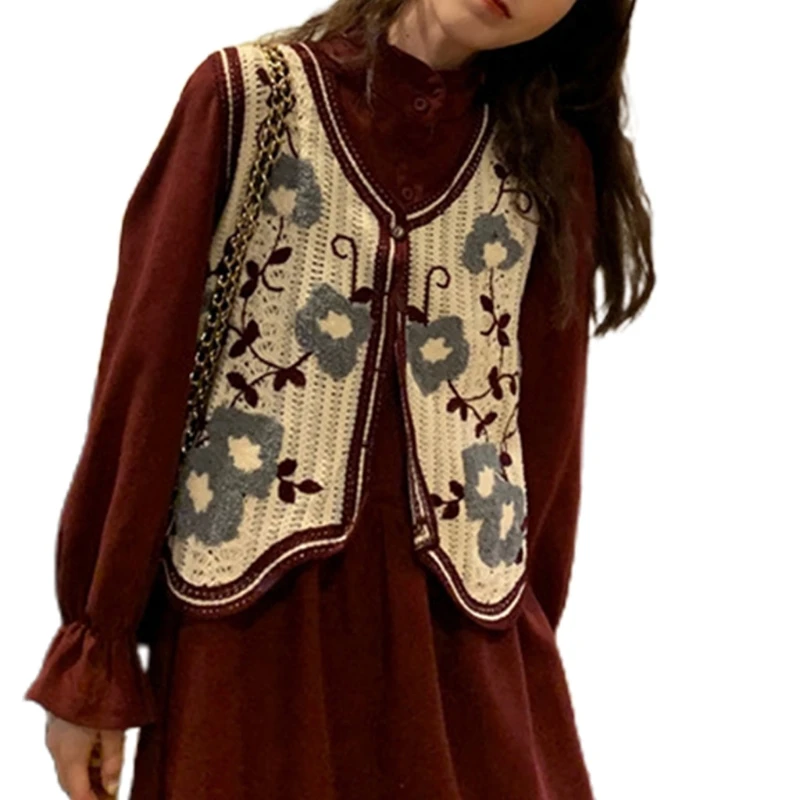 U2JF Korean Style Women Crochet Knit Crop Top Vest Retro Floral Embroidery Sleeveless Cardigan Jacket Button Hippie Waistcoat
U2JF Korean Style Women Crochet Knit Crop Top Vest Retro Floral Embroidery Sleeveless Cardigan Jacket Button Hippie Waistcoat