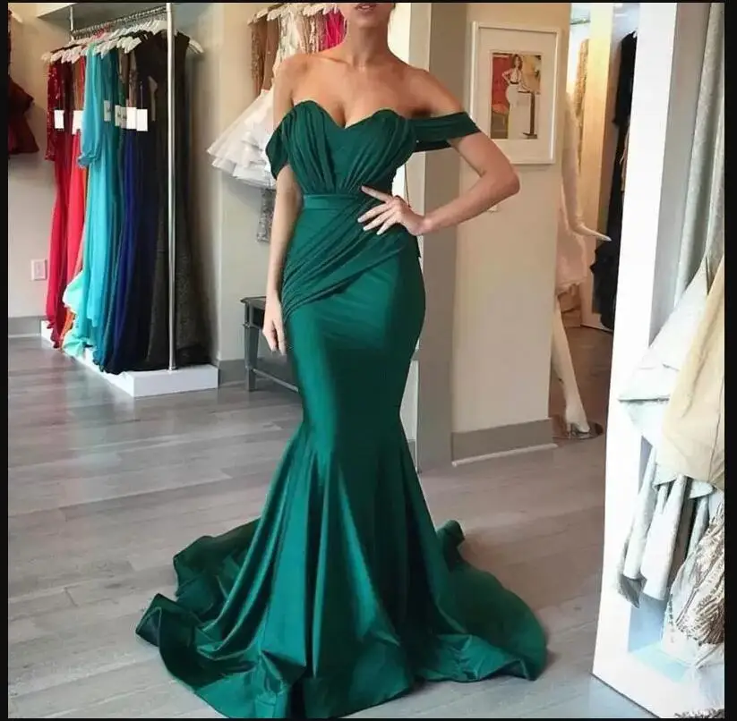 Elegant Dark Green Plus Size Off Shoulder Mermaid Prom Dresses Satin Floor Length Evening Gowns For Women
Elegant Dark Green Plus Size Off Shoulder Mermaid Prom Dresses Satin Floor Length Evening Gowns For Women