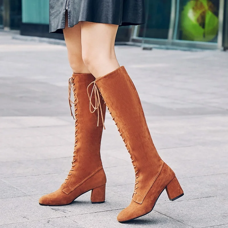 Large Size High-heeled Thick Heel Lace-up Knee-length Boots Fashion Square Toe All-match Martin Boots 35-43 Boots
Large Size High-heeled Thick Heel Lace-up Knee-length Boots Fashion Square Toe All-match Martin Boots 35-43 Boots