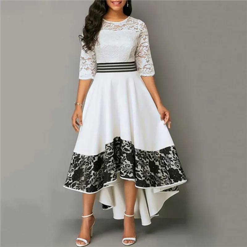 Lace Dress For Women 2021 Spring Autumn New Fashion Elegant White Mid-sleeve Plus Size Irregular Loose Dresses Female LR1121
Lace Dress For Women 2021 Spring Autumn New Fashion Elegant White Mid-sleeve Plus Size Irregular Loose Dresses Female LR1121